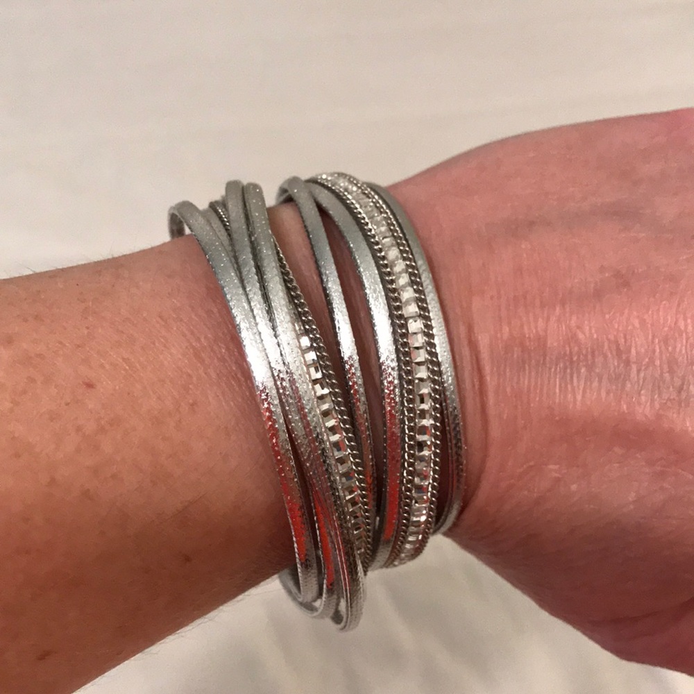Silver cord wrap bracelet
